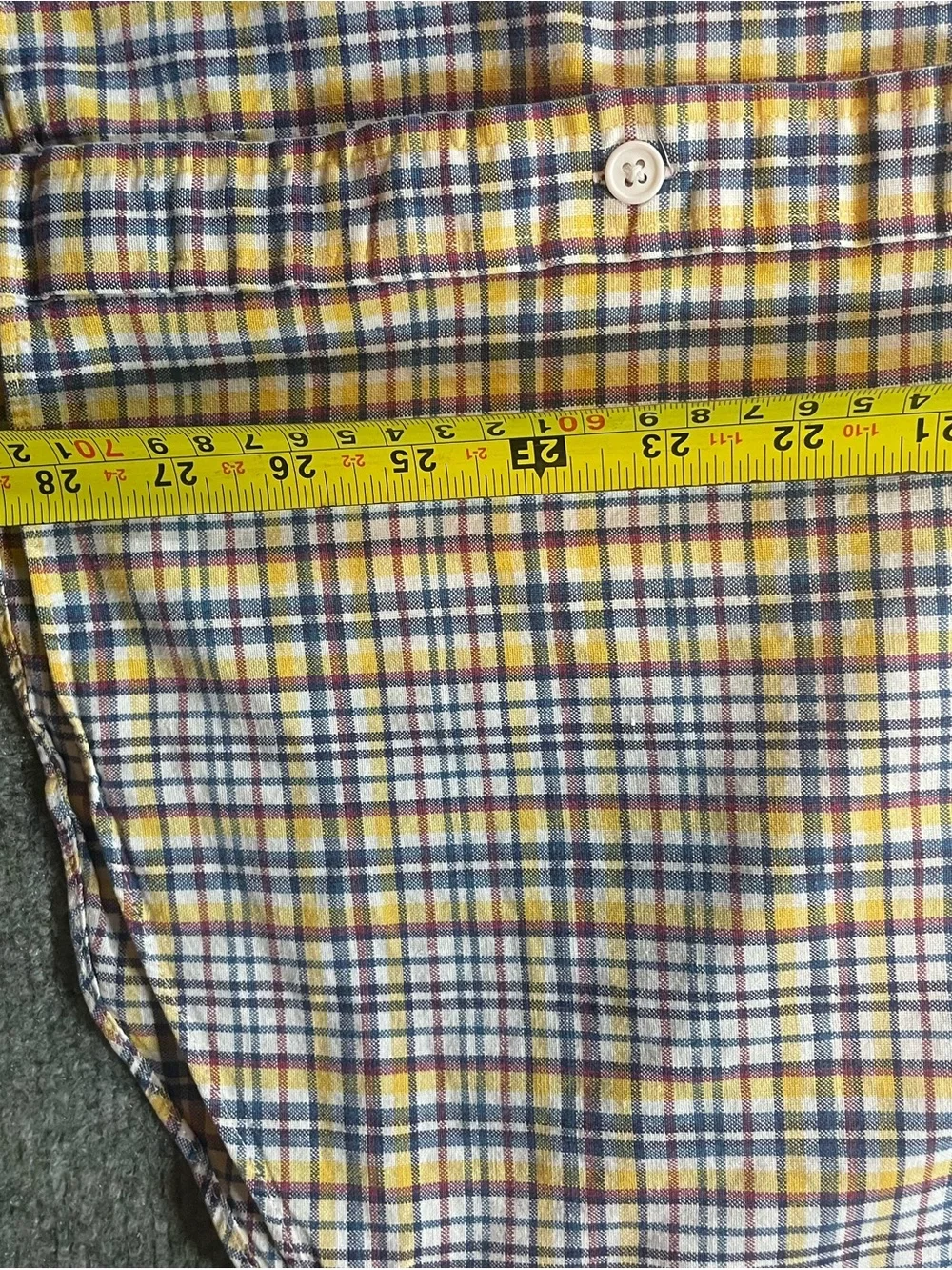 Casual Yellow and Blue Plaid Button-Down Shirt